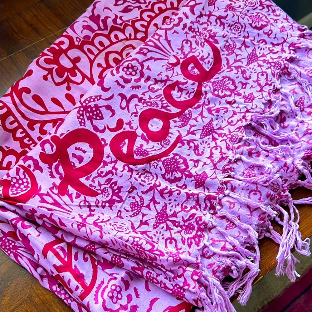 Pink Floral Peace Scarf
